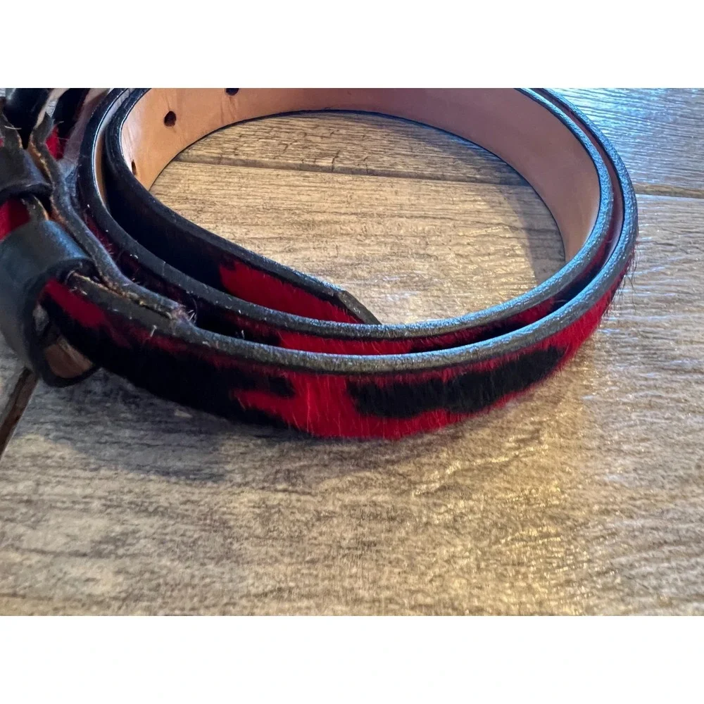 Classiques‎ Entier Patent Leather Belt Womens Small USA PR4229 Cow Print Rodeo